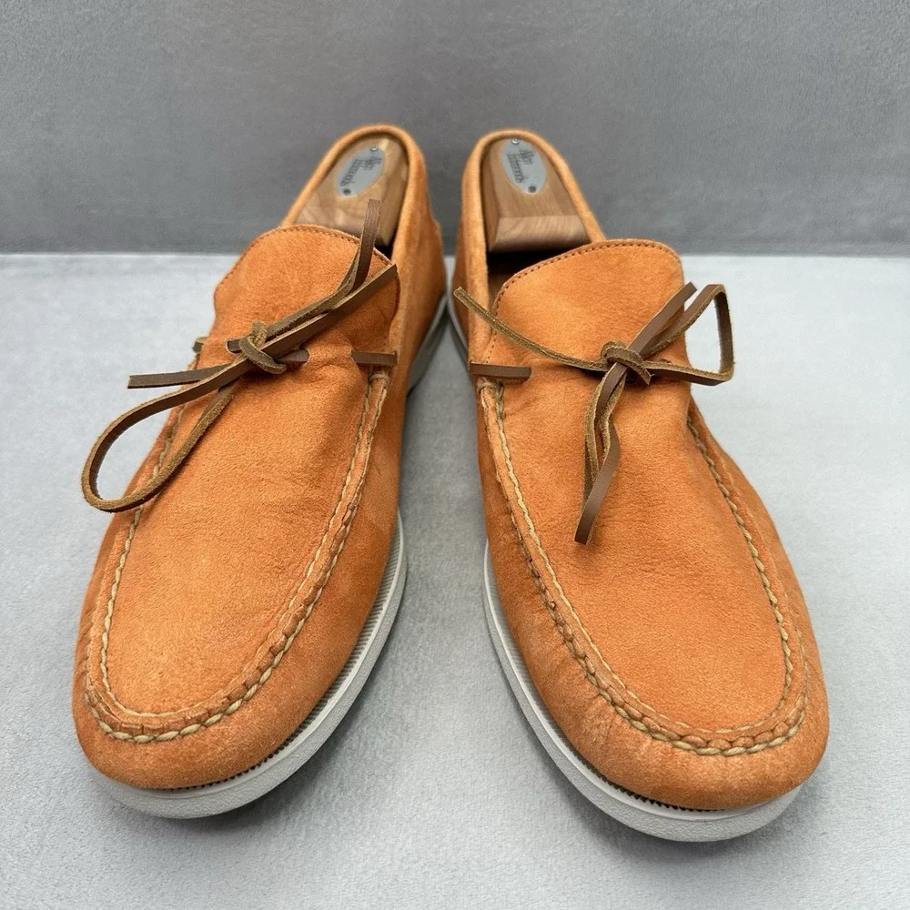 Peter Millar Excursionist Mens Size 11.5 (M) Boat Shoes Papaya Suede Slip-On EUC